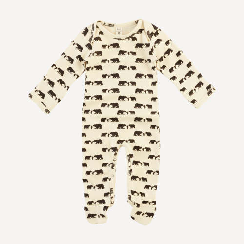 long sleeve lap neck footie | bears | organic cotton interlock – kate quinn