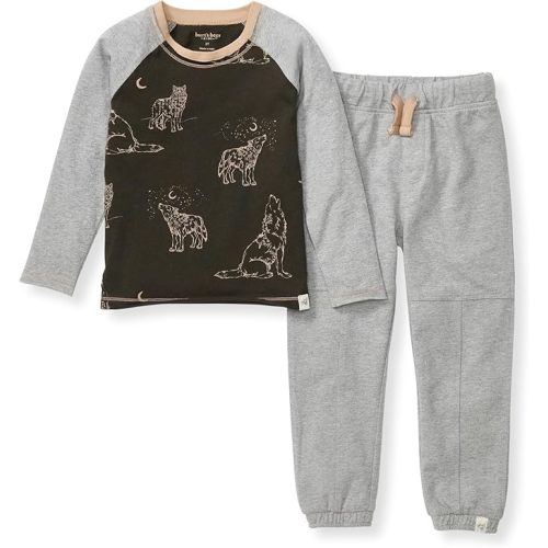 Burt's Bees Baby Boys Shirt and Pant Set, Long Sleeve Top & Bottom Outfit Bundle, 100% Organic Cotton