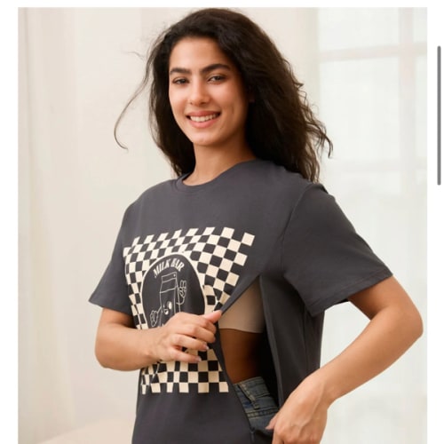 Checkered Milk Carton Nursing Tee