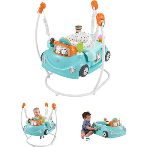 Fisher-Price 2-in-1 Jumperoo Activity Center for Baby to Toddler with Lights Sounds and Smart Stages Learning Content, Sweet Ride