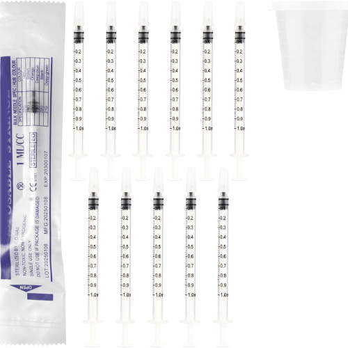XIRQI 20 Sets 1Ml Colostrum Syringes with Caps No Needle Colostrum Collector Kit Include 20Pcs 1Ml Sterile Syringes,20 Labels,2 Storage Bags and 1 Measuring Cup