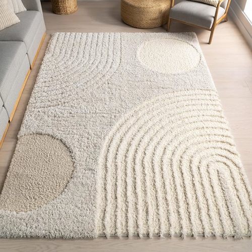 nuLOOM Gloria Abstract Shag Area Rug, 5x8, Beige