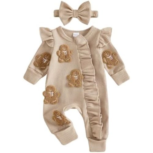 Newborn Baby Girl Christmas Outfit Zipper Long Sleeve Romper Fall Clothes