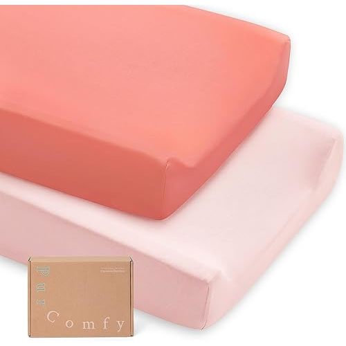 Supersoft Diaper Changing Pad Covers, 2-Pack Premium Bamboo Viscose Change Table Pad Covers for Baby Girls and Boys, Hypoallergenic Stretchy Changing Table Cover Sheets