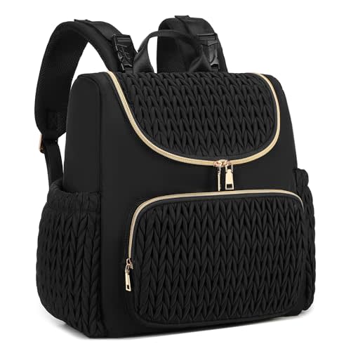 LORADI Diaper Bag Backpack, Baby Shower Gifts, Black | Stroller Clips, Insulated Pockets, Water-resistant, Easy to Clean