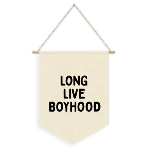Dilemat Long Live Boyhood Boys Room Decor Linen Pennant Banner, Nursery Playroom Bedroom Wall Hanging Flag Decor for Toddler Boy Room Nursery Playroom