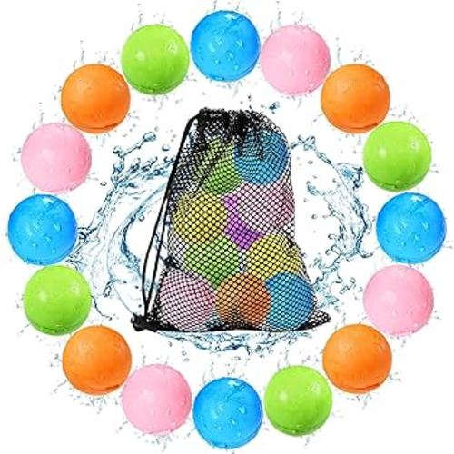 Tlitlimom 16Pcs Reusable Water Bomb Balloons, Pool Beach Toys for Kids ages 3-12, Summer Toy Water Toy for and Girls, Outdoor Activities Water Games Toys Self Sealing Water Splash Ball for Fun