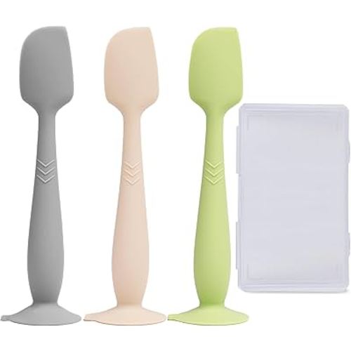 3-Pack Diaper Cream Spatula - Soft Silicone Butt Paste Spatula with Full-Size Applicators, Diaper Rash Cream Applicator for Newborn Baby Essentials (Green, Beige, Gray)