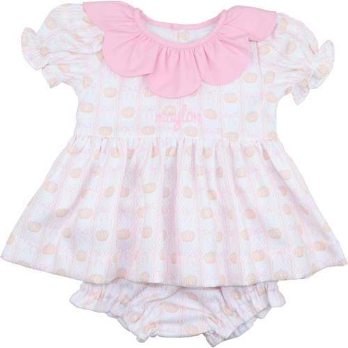 Pink Bow And Pumpkin Diaper Set