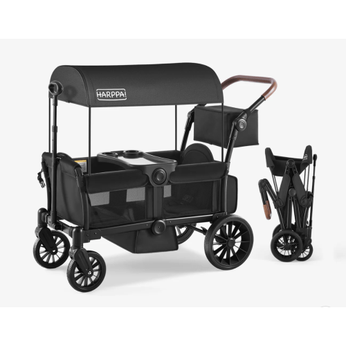HARPPA Rori | All-Terrain Wagon Stroller for 2 with Canopy – Foldable 2-Seat Wagon for Beach, Park & Camping Adventures