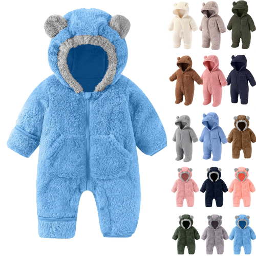 Odeerbi Baby Girls Boys Clothes Baby Rompers Newborn Fleece Footie Snowsuit Winter Bunting Onesie Cartoon Warm Hooded Romper Jumpsuit Outfits