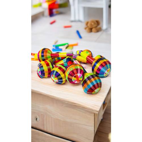Handwoven Mexican Baby Rattle – Colorful Sonaja Keepsake, Sensory Toy for Baby Showers