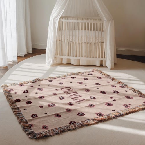 Personalized Blanket For Kids, Custom Name, Soft Woven Baby Throw, Baby Shower Gift