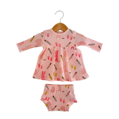 Organic Waffle Simple Dress & Bloomer, Cottontail Pink