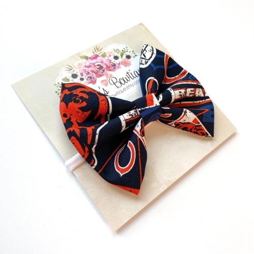 Chicago Bears Bow: Football Fabric Hair Clip or Headband