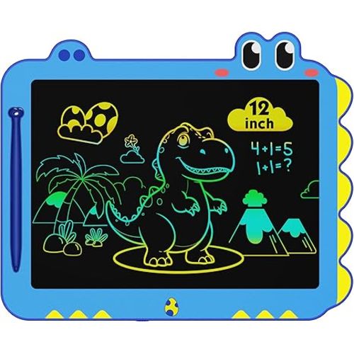 ORSEN 12 Inch LCD Doodle Board Tablet Toy - Green Dinosaur Drawing Pad for Kids 3-6 Years Old - Christmas and Birthday Gifts Blue