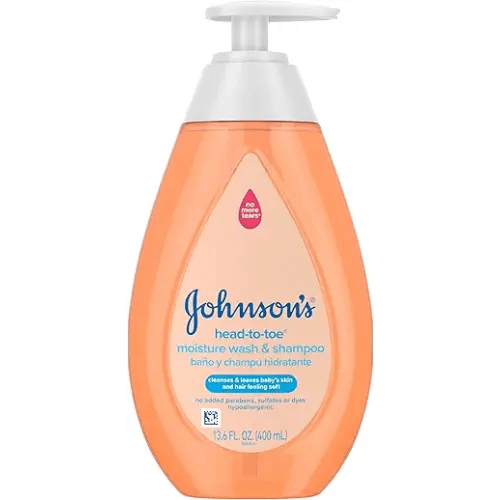Johnson's Baby Head-To-Toe Wash & Shampoo, Tear-Free, Moisturizing Body Wash, Newborn Essentials, Baby Wash and Shampoo, No added Parabens, Sulfates and Dyes, 13.6 fl. oz