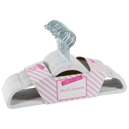 Simplify 25pk Velvet Hangers White: Kids' & Baby Clothes Hangers for Pants, Shirts, Skirts, Dresses
