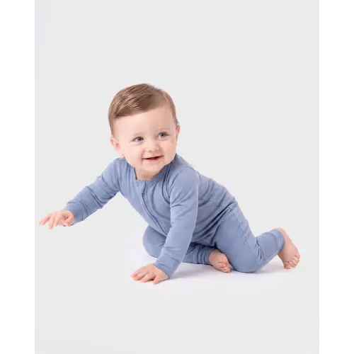 Bamboo Baby Boy/Girl Zip-Up Pajamas Bluish Grey