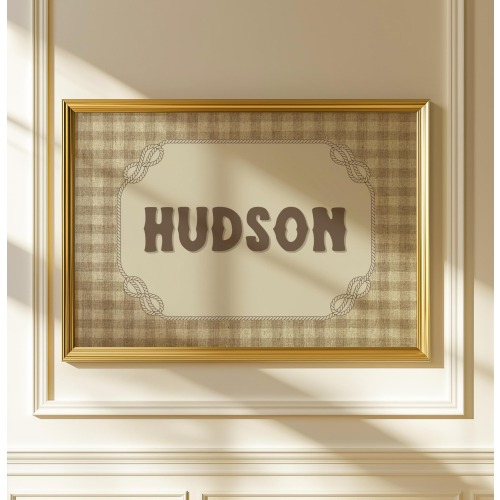 Personalized Western Nursery Name Sign: Vintage Wall Art (Digital Download, 20x16in