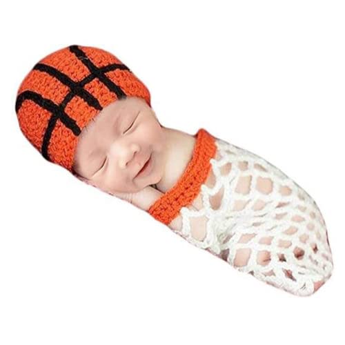 Newborn Baby Photography Props Boy Girls Crochet Basketball Hat Sleepingbag | Baby Photo Props, Baby Boy Photoshoot Props,Baby Picture Props for Baby Boy Girls,Crochet Basketball Hat Photography Shoot