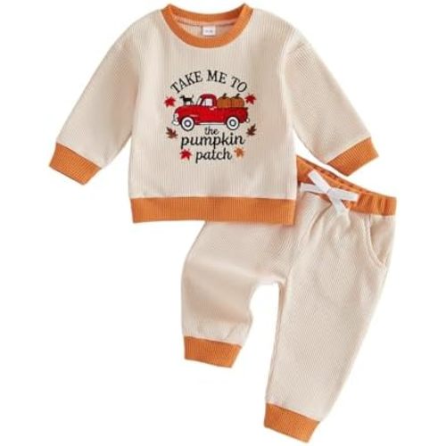 Socutebabe Toddler Baby Boy Thanksgiving Outfit Turkey Sweatshirt Pants Set