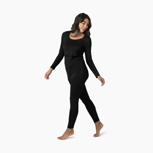 Kindred Bravely Jane Nursing Pajama Set - Black, Xx-Large