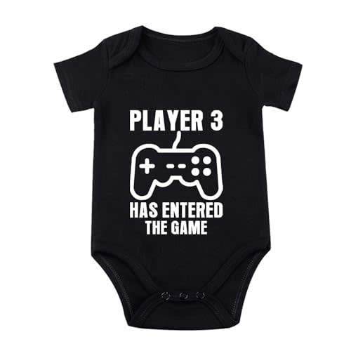 listery Baby Announcement Gamer Newborn Funny Baby Player 3 Has Entered The Game Boy Bodysuit Gamer Clothes