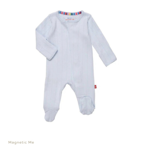 Love Lines Blue Pointelle Footie