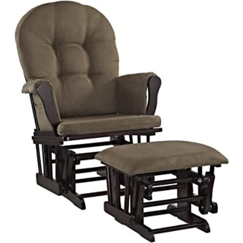 Angel Line Windsor Glider and Ottoman Set, Espresso with Chocolate Cushion (61321-49)