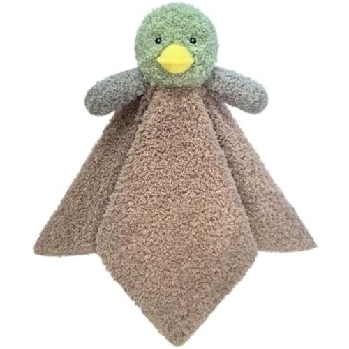 Baby Mallard Duck Soft Stuffed Animal Security Blanket, Plush Green Duck Character Lovey Blanket, Baby Shower/Nursery Gift, Newborn Infant Toddler Snuggle Blankie for Boys Girls, 14 Inches