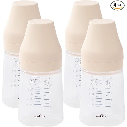 Spectra Baby Wide Neck Baby Bottles for Breast Milk, Pack of 4