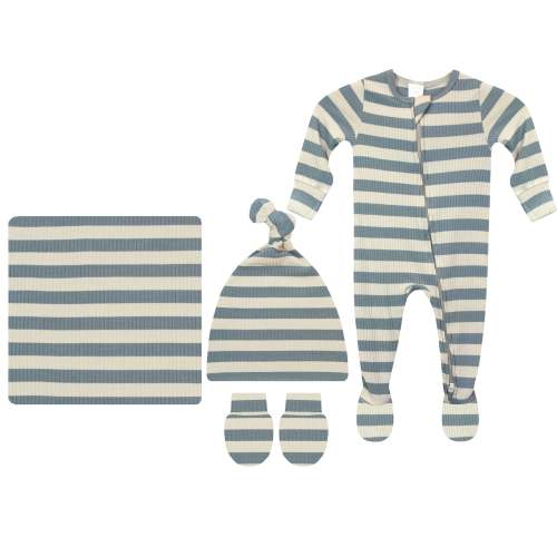 Lincoln Ribbed Newborn Hat Bundle + Zipper Footie