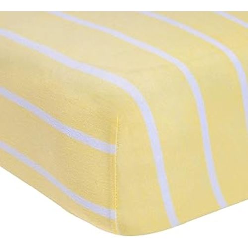 Burt's Bees Baby Stripe Fitted Crib Sheet Organic Cotton BEESNUG - Sunshine Yellow Stripes, Fits Unisex Standard Bed and Toddler Mattress, Infant Essentials, 52 x 28 Inch 1-Pack