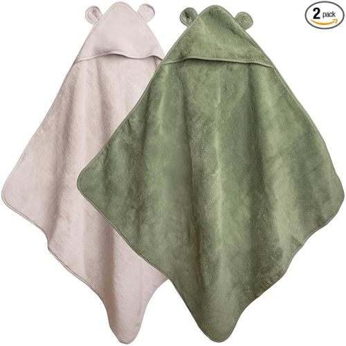 Natemia Hooded Baby Bath Towel - 100% Organic Cotton Baby Towels for Newborns, Toddlers, Boys, Girls - Soft Absorbent 450 GSM - Gentle on Sensitive Skin - Baby Shower Registry Gift (35" x 35")