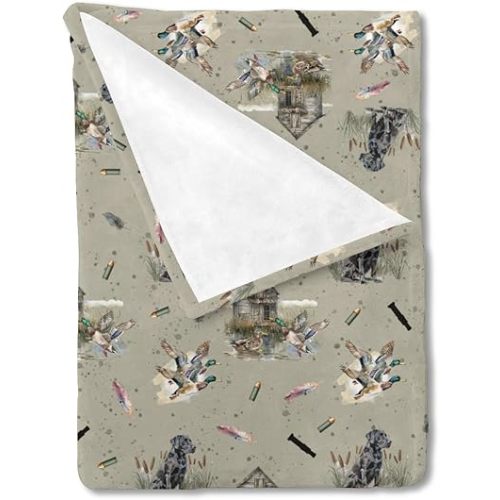 Wild Duck Hunting Hunter Baby Blanket for Boys Girls Mallard Ducks Reed Dogs Swaddle Blanket Hunting Animal Receiving Blanket Daycare Newborn Toddler Nursery Bed Crib Blanket Playmat 40x50