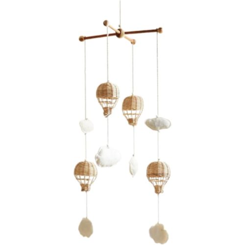 Baby Mobile for Crib Decorating Rattan Hot Air Balloon Pendant Cloud Ornament for Infant Sensory Infants 0-6 Months