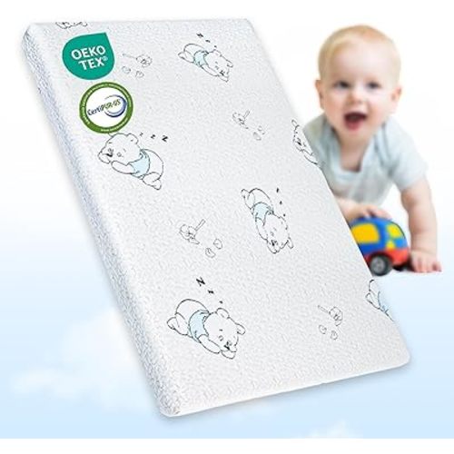 Pack and Play Mattress 38" x 26", Gel Memory Foam Pack N Play Mattresses Pad with Ultra-Soft Jacquard Cover, Portable Dual-Sided Baby Mattress for Pack n Play, Breathable & Machine Washable