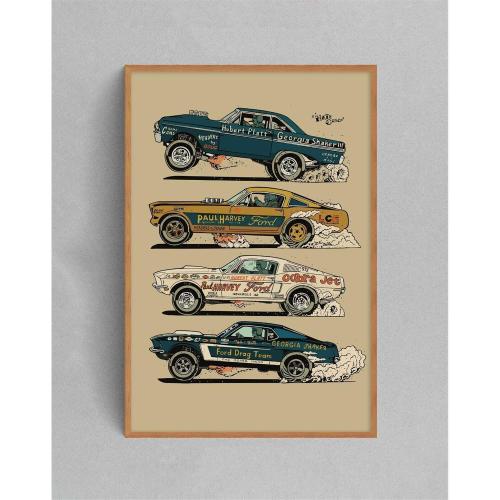 Vintage American Muscle Cars Art Print