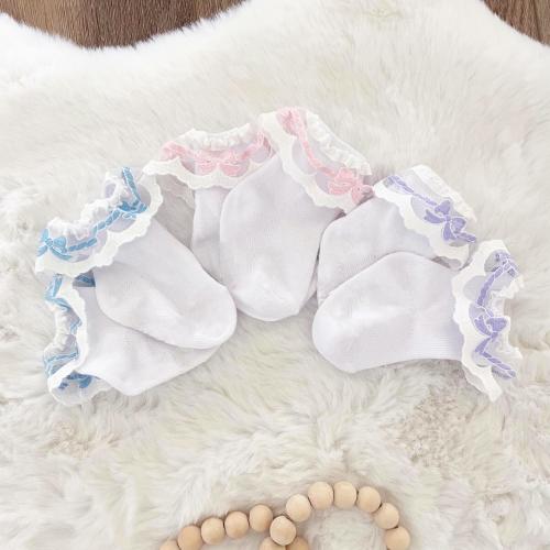 Beautiful Newborn Baby Girl Lace Ruffle Socks { Pink, Blue, or Lavender Bows } Pretty Shower Gift - Choose Size 0-12 or 12-24 month