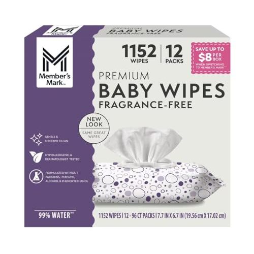 Member Mark Premium Fragrance-Free Baby Wipes (1152 Count), 19.6 pounds, 1152.0 Count