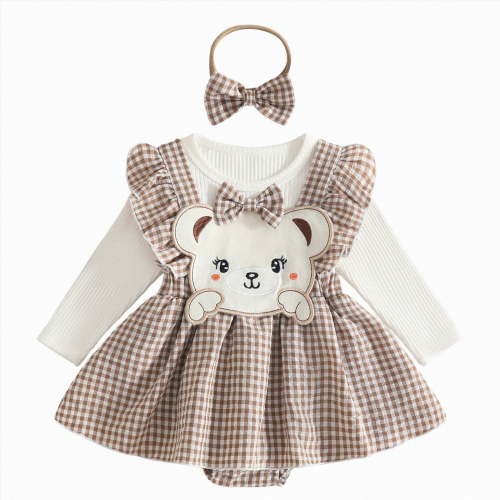 Gubotare Baby Girl Bodysuit Dress Baby Girl Romper Infant Baby Clothes with Hat Summer One-Piece Toddler Girls Jumpsuit Overall Pants Set 0 3 6 9 12 18 24 Months (Khaki,6-9 Months)