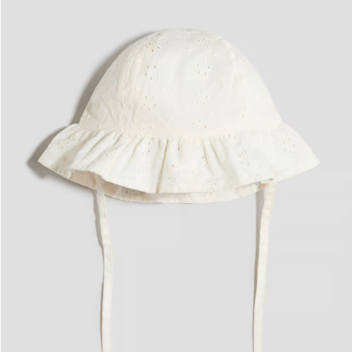 EYELET-EMBROIDERED COTTON SUN HAT