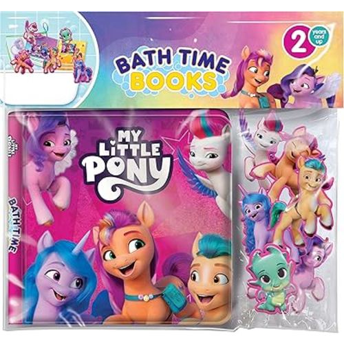My Little Pony Bath Time Books - Activity Books for kids, Bath book, 6 Padded suction cups, 1 Mesh bag