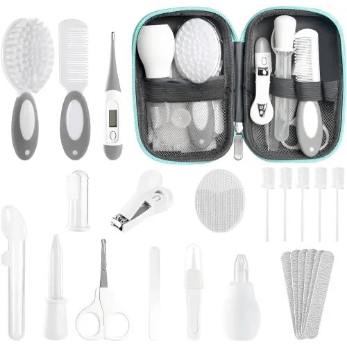 Baby Healthcare and Grooming Kit for Newborn Kids, 24PCS Upgraded Safety Baby Care Kit, Newborn Nursery Health Care Set, Baby Care Product (Grey White)