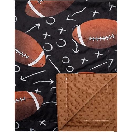 Baby Blanket for Boys Girls Super Soft Double Layer Minky with Dotted Backing Cute Cow Crib Receiving Blanket Bed Throws for Newborns Nursery Stroller Toddler 30 x 40 Inch (Football)
