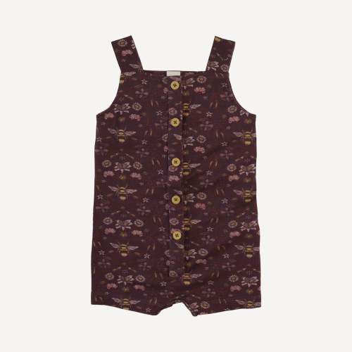 button overall shortie | mahogany bee | modal