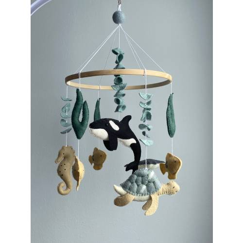 Nautical mobile/ Whale mobile/ felt Baby mobile boy/ nursery mobile/ crib mobile girl/ Baby mobile girl/ ocean waves mobile/ hanging mobile