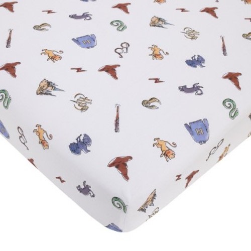 NoJo Warner Bros. Harry Potter Welcome Little Wizard Navy, Burgundy, Blue, and White 100% Cotton Fitted Crib Sheet