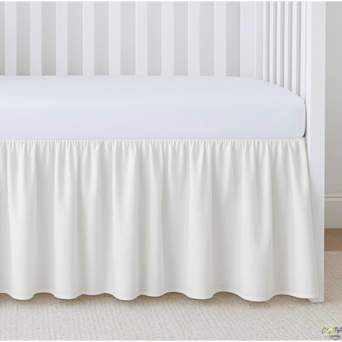 Cottington Lane Ivory Crib Skirt Dust Ruffle, 100% Natural Cotton, Soft, Durable Nursery Crib Toddler Bedding Skirt for Baby Girls or Boys, Fits Standard Cribs 28" x 52" with 14" Drop